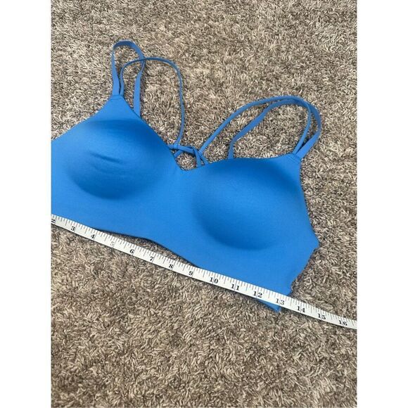 Gymshark Strappy Back Light Support Sports Bra Lats Blue Strappy Foam Cups Gym M - Picture 8 of 8